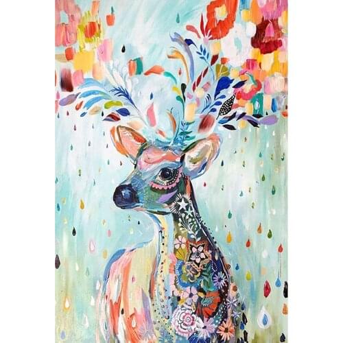 Colorful Deer DIY 5D Diamond Painting Full Drill Round Diamond Painting Sets Wall Art Craft Kits for Adult for Living Room Decor