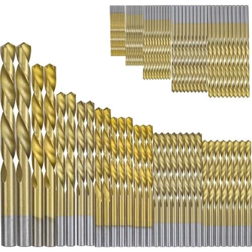 Tool Drill Bits Titanium Coated Twist Drill Bits High Steel for Woodworking Plastic And Aluminum HSS Wood Tool Drill Bit Set