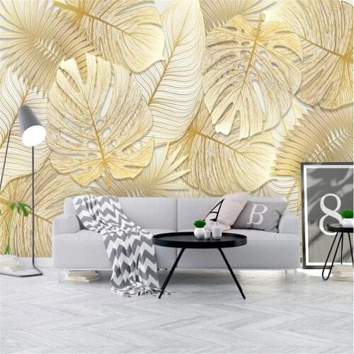 Milofi custom wallpaper mural Nordic simple rich and elegant tropical rainforest golden banana leaf garden background wall