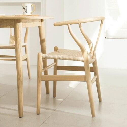 Nordic Solid Wood Dining Chair Modern Minimalist Chinese Style round-Backed Armchair Stool Armrest Wooden Armchair Furniture