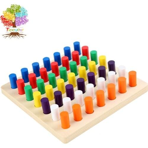 Treeyear Montessori Materials Wooden Cylinder Socket Blocks Board Game Toddlers-Educational Counting Preschool
