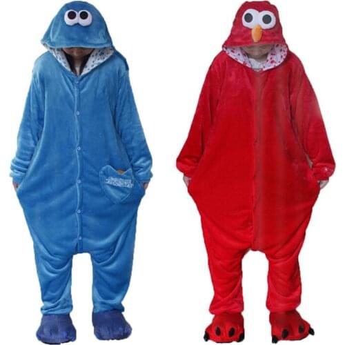 Sesame Street Unisex Adult One-Piece Pajamas Cosplay Onesie Cartoon Women Animal Sleepwear Pyjamas Christmas Halloween Costume