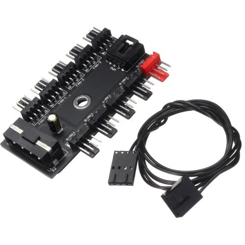 Durable 1 to 10 PC Computer Fan Channel Hub High Quality 12V 4-Pin Power Supply Splitter Adapter With PWM Connector