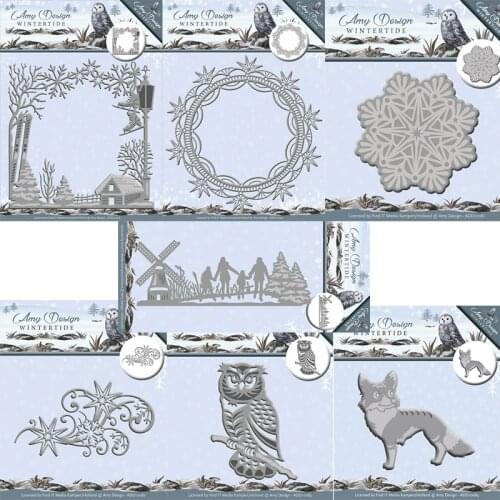 Piggy Craft metal cutting dies cut die mold Winter snowflake round frame Scrapbook paper craft knife mould blade punch stencil