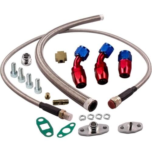 T3 T4 T60 T61 T70 T04E Oil Feed Line 1M + Turbo Oil Drain Return Complete Kits Adaptor Gasket