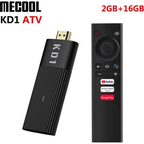 Mecool KD1 2GB RAM 16GB ROM ATV TV Stick Amlogic S905Y2 Android 10 TV Box Google Certified 4K 2.4G 5G Wifi Bluetooth Smart TV
