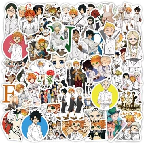 50 pcs The Promised Neverland Anime Vinyl Waterproof Stickers for Kids Teens Adults Luggage Laptop Bike Skateboard Supplies