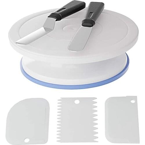 6 Pcs Cake Decorating Kit, 11 Inch Rotating Cake Turntable for Decorating Rotating Cake Stand, Cake Decorating Turntable