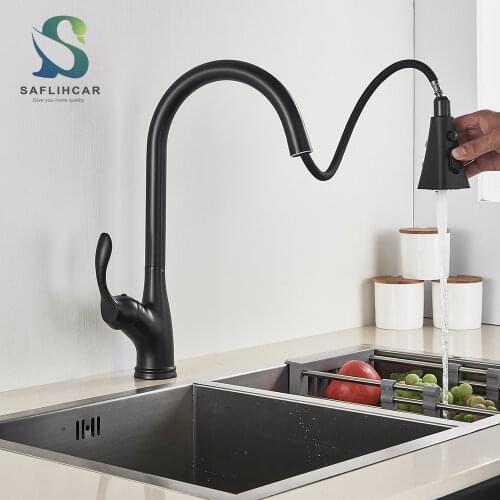 Black/Nickel Pull Out 3 Ways Kitchen Sink Faucet Deck Mount 360 Degree Rotation Faucets Crane Hot & Cold water Sink Mixers Tap