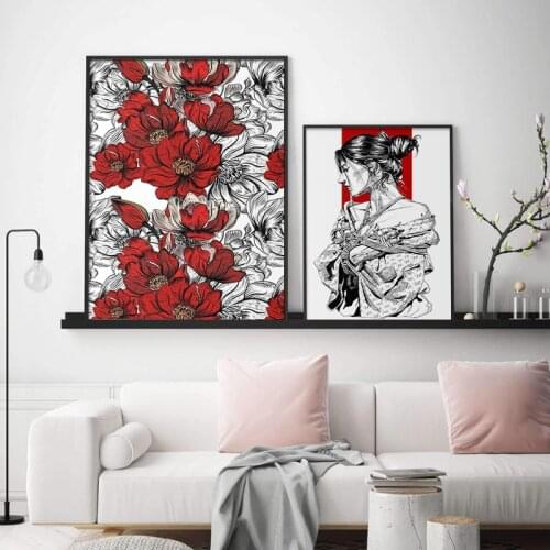 Japanese Ukiyoe HD Canvas Poster Shibari Girl Floral Wall Art Pictures Painting For Living Room Tattoo Shop Home Decoration