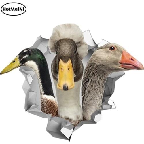 HotMeiNi 13cm x 10.6cm Funny Ducks Car Sticker Torn Metal Farm Animal Car Decal Reflective Sticker 3D Car Styling Accessories