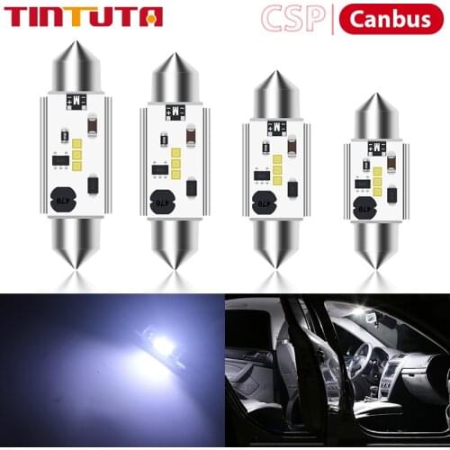 10PCS C5W C10W Festoon CSP LED Bulbs 31mm 36mm 39mm 41mm Super Bright Car Dome Light Canbus No Error Auto Interior Reading Lamp