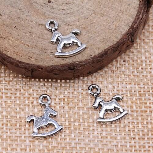 100pcs 13x10mm Tibetan Silver Color Rocking Horse Charm DIY Rocking Horse Charm Small Rocking Horse Charm