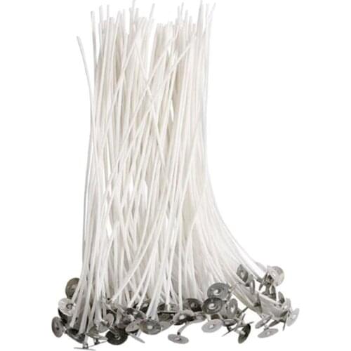 100Pc Pre Waxed Wicks with Sustainers For Candle Making Tealight Candles DIY Size 9cm