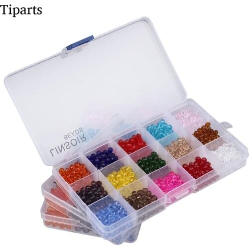 15 Colors 4 6 8mm Bicone Austria Crystal Beads Rondelle Glass Beads Loose Spacer Bead for DIY Jewelry Making Findings