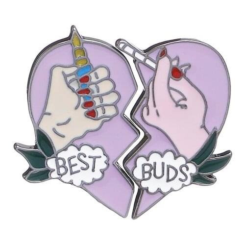 2 pcs/set Broken Heart Enamel Pins Set Brooch Pins Set Unisex Child Womens Clothing Decorate Best Friend BFF Jewelry