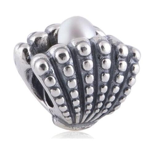 5PCS Zinc Alloy Big Hole Imitation Pearls Shell Spacer Bead Fit DIY European Bracelets&Bangles Jewelry Findings