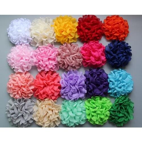50ps/lot NEW 4inch 24colors Burn Eage Chiffon Flowers For Children Hair Accessories Artificial diy Flowers For Headbands