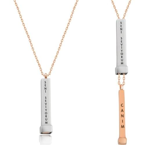 925 sterling Silver Name Post Drop Rod Pendant DN54