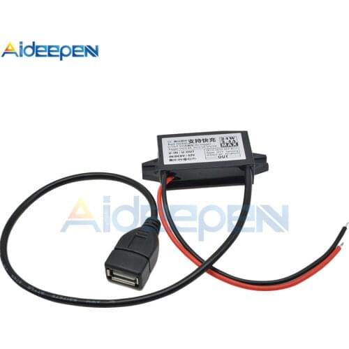 DC-DC 24V 12V to 5V 3.4A 24W Car Power Converter QC2.0 3.0 USB Fast Charger Charging Buck Power Supply Module