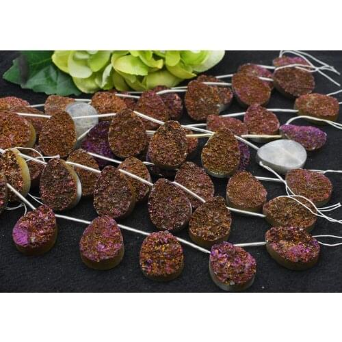 8" AAAAAA Noble Orange crystal drop water shape Gilded agates Natural stone Loose beads for jewelry making Women Healing gifts