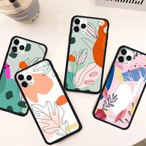 JAMULAR Retro Flower Leaves Graffiti Phone Case For iPhone 7 11 Pro XS MAX X XR SE2020 8 6Plus Plants Hard Matte Cover Coque Bag
