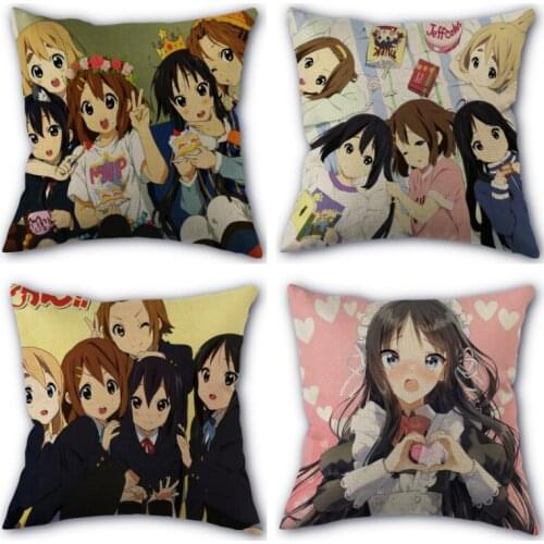Anime K-ON! Pillowcase Linen Cotton Fabric Pillowcases Wedding Pillow Cover Home Decorative Size 45x45cm One Side Not Fade