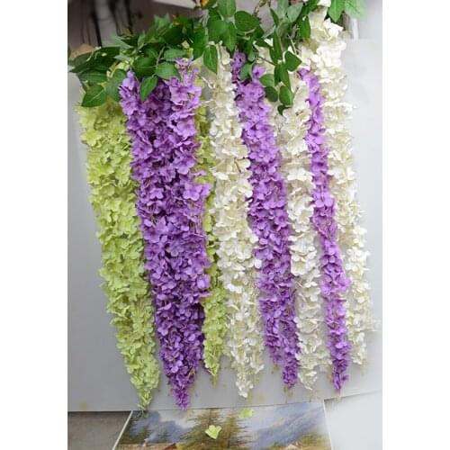 Artificial Hydrangea Silk Flowers 5.4 Feets Long Elegant Wisteria Vine Rattan For Wedding home Christmas decorations