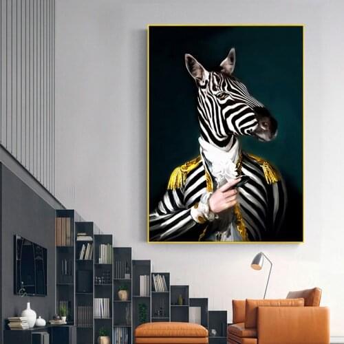 Zebra Gentleman in Tuxedo Animal Oil Painting Print On Canvas Art Postes And Prints Nordic Retro Art Pictures For Living Room