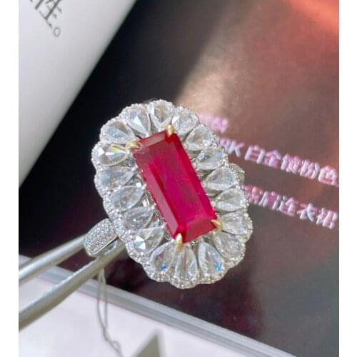 LR713 Ruby Ring Fine Jewelry Solid 18K Gold Nature Red Ruby 2.19ct Diamonds Rings for Women Fine Presents