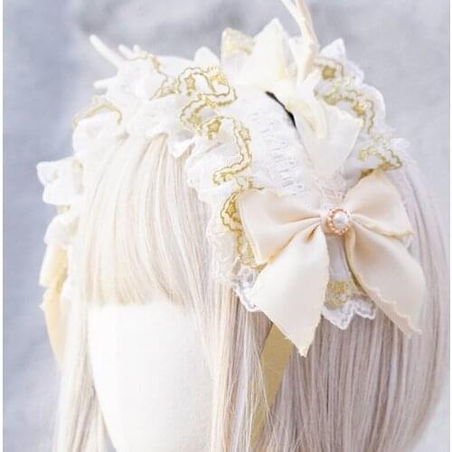 Lolita Kawaii Antler Hair Clip Headband Hair Accessories Girls Sweet Lace Bowknot Hair hoop Hairpin Handwork Hair Ornaments