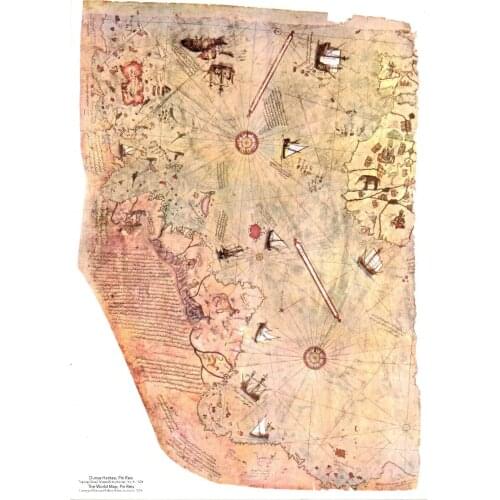 Lot style Choose The Piri Reis Map is a World Map Compiled Art print Silk poster Home Wall Decor