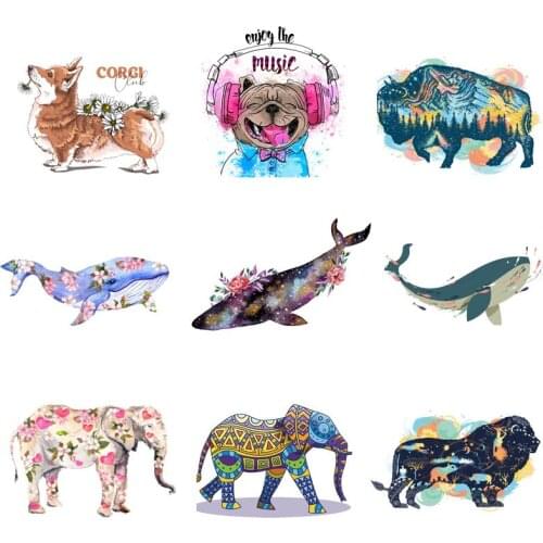 Lions/Whale Sticker Heat Transfer Iron On Transfers Designs For T-Shirts Stickers Heat Transfer Vinyl For Clothing Applique DIY
