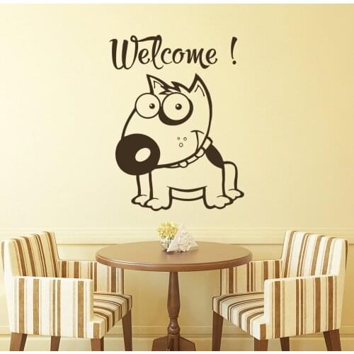 Little Dog With Funny Face Cute Wallpaper Art Wall Decal Home Children Rooms Loving Decor Animal Shop welcome quote poster W-691