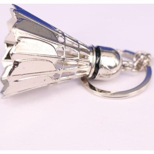 Alloy Mirror Polished Creative 3D Badminton Keychains Shuttlecock Key Rings Sports Key Chains Girl Friend Gift KC64