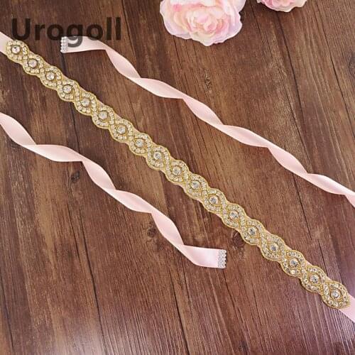 Fashion Golden Women Belts Handmade Beaded Belt Noble Gold Diamond Rhinestone Bridal Belt For Wedding Dress Gown Decoration