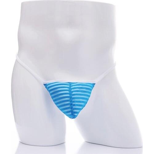 Mens Low-rise Sexy Pouch G-string See-through Underwear Male T-back Bikini Shorts