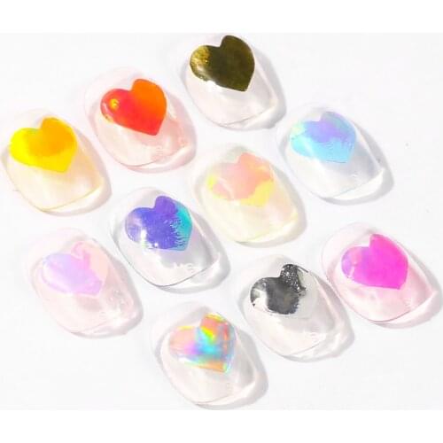16Sheets Ice Heart Nail Sticker 3D Glitter Nail Decal Self-adhesive Aurora Ice Nail Glass Foil Film Sticker
