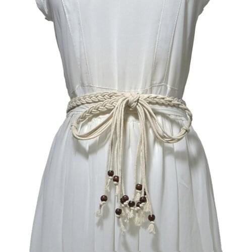 Classic Versatile Braided Rope Belt for Ladies Ethnic Style Woven Knotted Waistband Thin Belt Women Waist Belts for Dress Adult