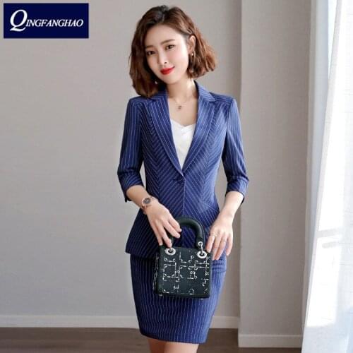 2020 summer new striped professional suit womans fashion suit small blazer formal dress small feet nine points pants overalls