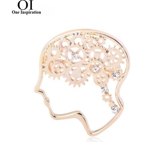 OI Exquisite Brain Brooch Mechanical Enamel Pins Men Engineer Coat Lapel Bijoux Work Party Activity Presents