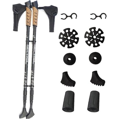 2pcs/lot Nordic Walking Sticks Camping Hiking Aluminum Adjustable Telescopic Alpenstock Trekking Pole walking