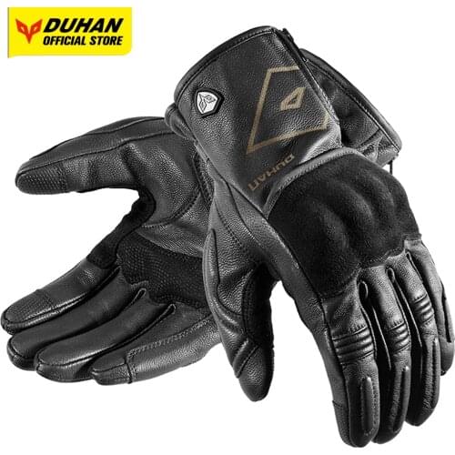 DUHAN Motorcycle Gloves Black Genuine Leather Moto Racing Accessories Breathable Moisture Wicking Bicycle Riding Accessories