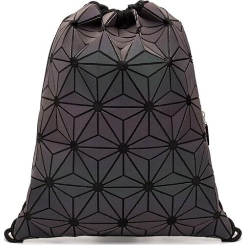 Geometric Backpack for Teenage Girls School Bag Beach Bao Bag New Women Drawstring Backpacks Holographic Bagpack Female Luminous