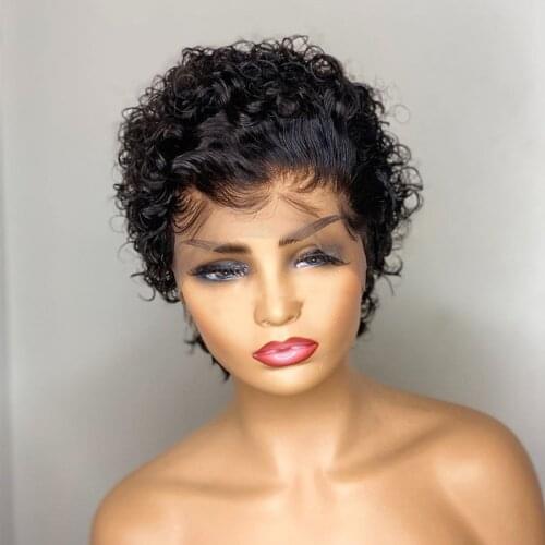 Pixie Cut 360 Lace Frontal Wigs Human Hair Short Bob Curly Wigs Bleached Knots 13x4 Lace Frontal Wig With Baby Hair Remy 180