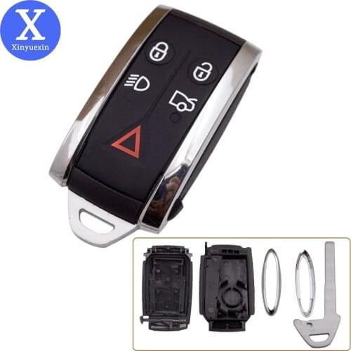 Xinyuexin Replacement Car Key Case Shell for Jaguar X TYPE S XKR XF XK Remote Smart Key Fob Uncut Blade 5 Button Car Accessories