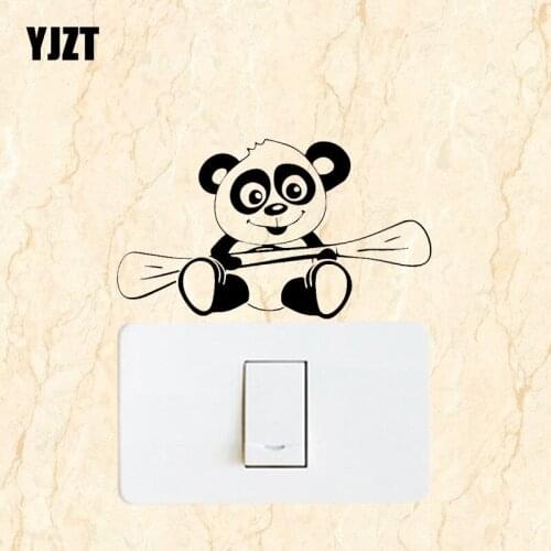 YJZT Smile Panda Childrens Room Decor Wall Switch Sticker Vinyl Decal Animal Pattern Cute Cartoon 17SS-0484