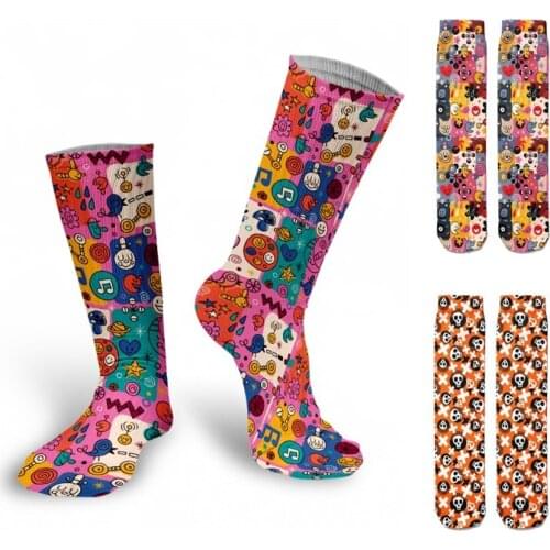 Women Streetwear Funny Socks Digital Printing Stitching Graffiti Socks Unisex Fashion Holiday Gift Happy Tube Socks чулок