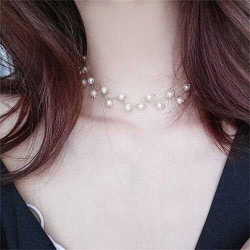 New Korean Charm Pearl Choker Necklace for Women Elegant Lady Girls Statement Party Necklace Fashion Jewelry Gifts 6L2018