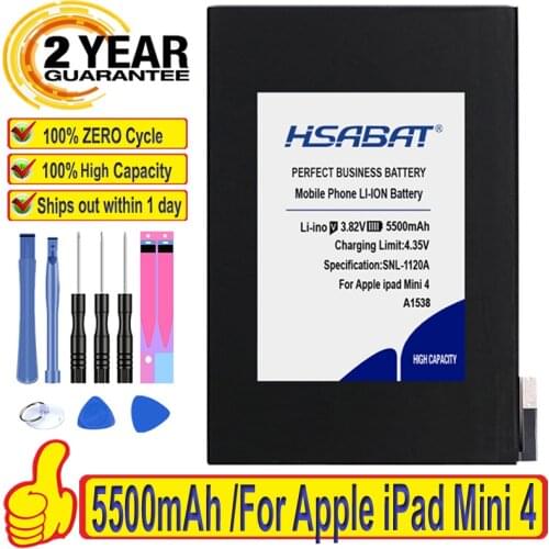 100% Original HSABAT 5500mAh Battery For Apple iPad Mini 4 Mini4 A1538 A1546 A1550